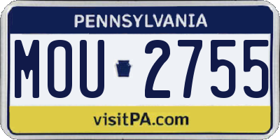 PA license plate MOU2755