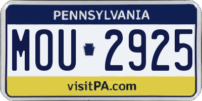 PA license plate MOU2925