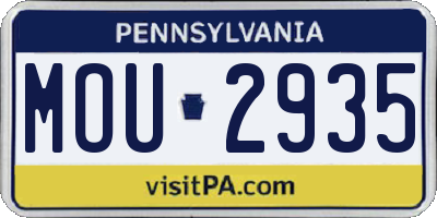 PA license plate MOU2935