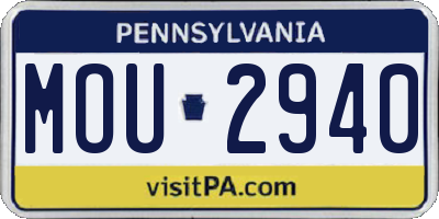 PA license plate MOU2940
