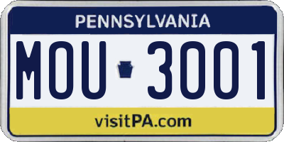PA license plate MOU3001