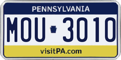 PA license plate MOU3010
