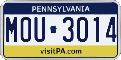 PA license plate MOU3014
