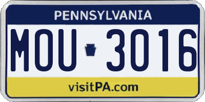 PA license plate MOU3016