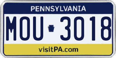 PA license plate MOU3018