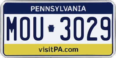 PA license plate MOU3029