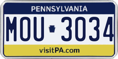 PA license plate MOU3034