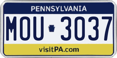 PA license plate MOU3037