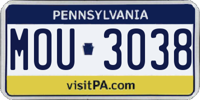 PA license plate MOU3038