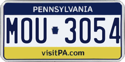PA license plate MOU3054