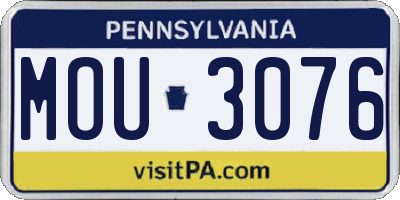 PA license plate MOU3076