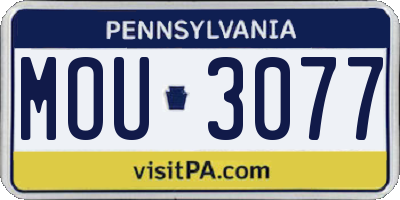 PA license plate MOU3077