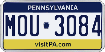 PA license plate MOU3084
