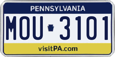 PA license plate MOU3101