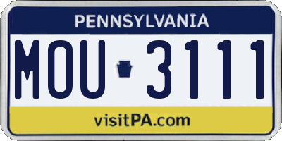 PA license plate MOU3111