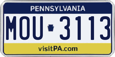 PA license plate MOU3113