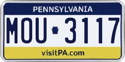 PA license plate MOU3117
