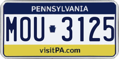 PA license plate MOU3125