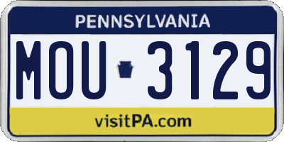 PA license plate MOU3129