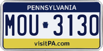 PA license plate MOU3130