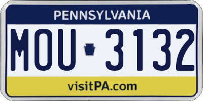 PA license plate MOU3132