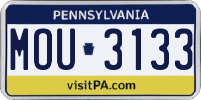 PA license plate MOU3133
