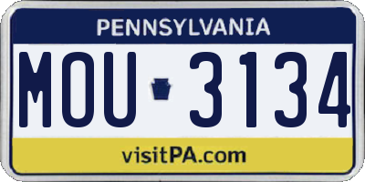 PA license plate MOU3134