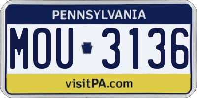 PA license plate MOU3136