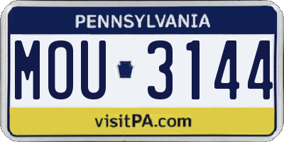 PA license plate MOU3144