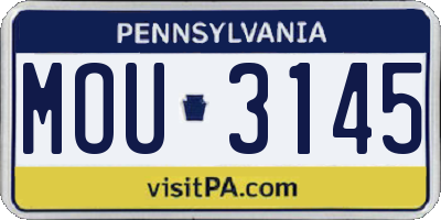 PA license plate MOU3145