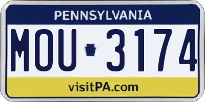 PA license plate MOU3174