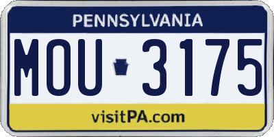 PA license plate MOU3175