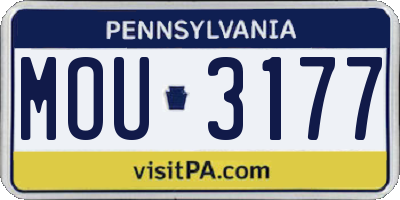 PA license plate MOU3177