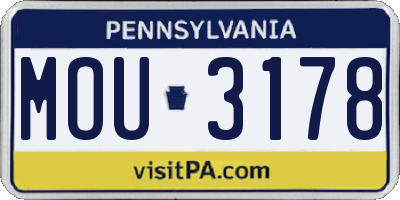 PA license plate MOU3178