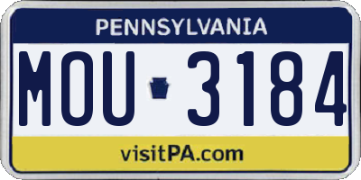 PA license plate MOU3184