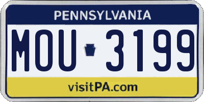 PA license plate MOU3199