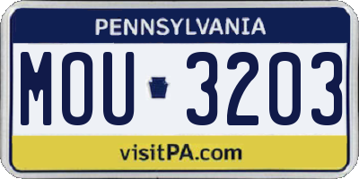 PA license plate MOU3203