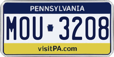 PA license plate MOU3208