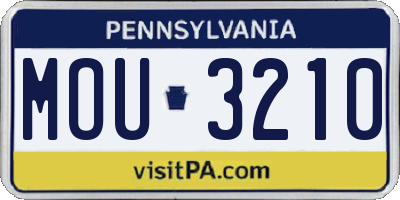 PA license plate MOU3210