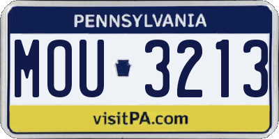 PA license plate MOU3213