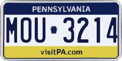 PA license plate MOU3214
