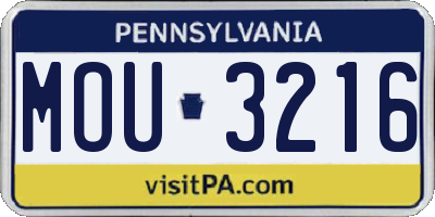 PA license plate MOU3216
