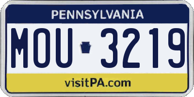 PA license plate MOU3219