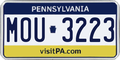 PA license plate MOU3223