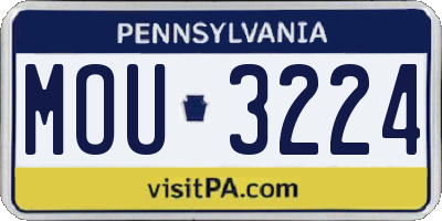 PA license plate MOU3224