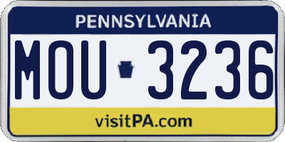 PA license plate MOU3236