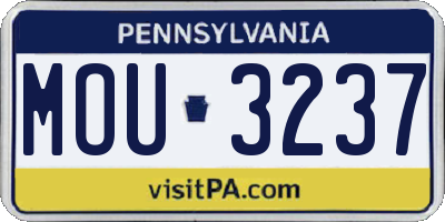PA license plate MOU3237