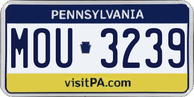 PA license plate MOU3239