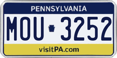 PA license plate MOU3252