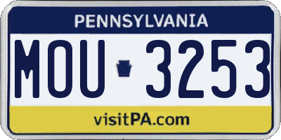 PA license plate MOU3253